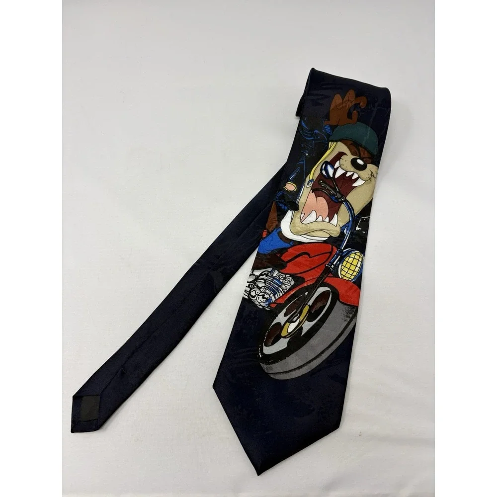 Vintage 1993 Cartoons Looney Tunes Mania- Taz Tasmanian Devil Motorcycle Necktie